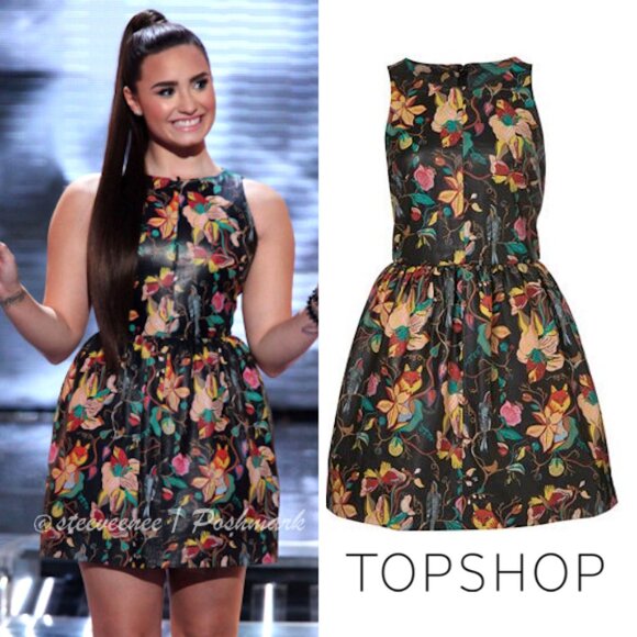 Topshop Hand Painted Leather Dress ASO Demi Lovato - Picture 1 of 11